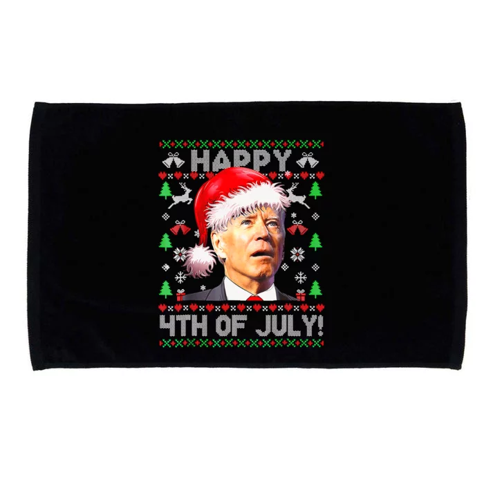 Merry Christmas Funny Joe Biden Happy 4th Of July Ugly Xmas Microfiber Hand Towel