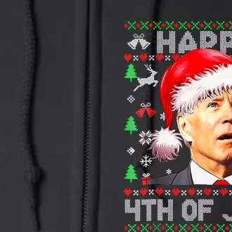 Merry Christmas Funny Joe Biden Happy 4th Of July Ugly Xmas Full Zip Hoodie