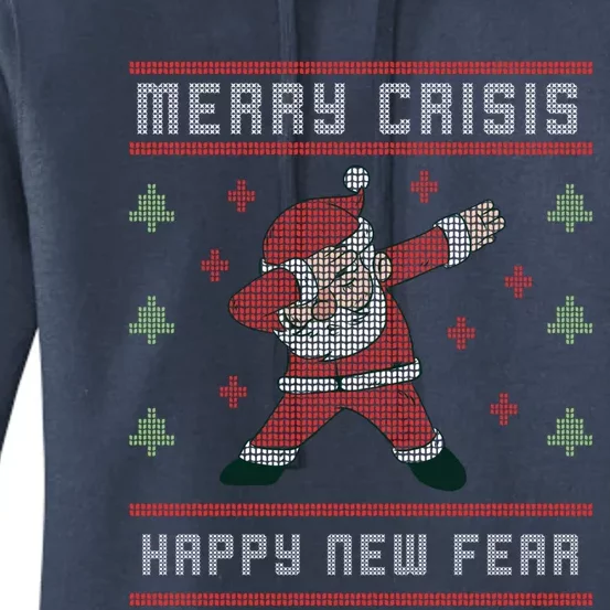 Merry Crisis Funny Christmas Pun Holiday Depressive Saying Gift Women's Pullover Hoodie