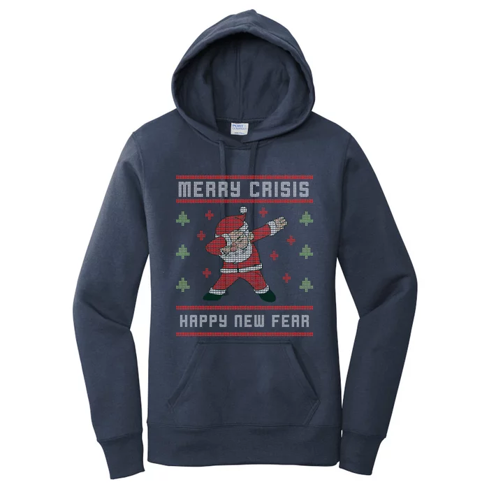 Merry Crisis Funny Christmas Pun Holiday Depressive Saying Gift Women's Pullover Hoodie