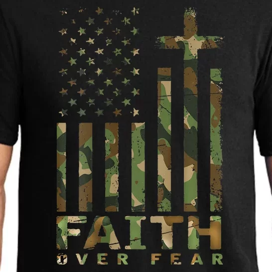 Military Camo Faith Over Fear Inspirational Christian Pajama Set