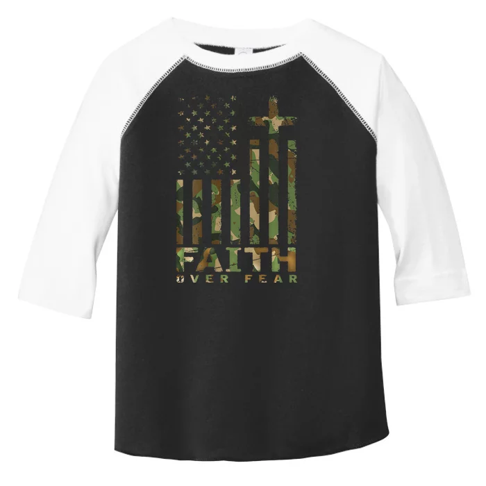 Military Camo Faith Over Fear Inspirational Christian Toddler Fine Jersey T-Shirt