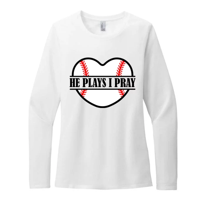 Mom Cute Funny He Plays I Pray Womens CVC Long Sleeve Shirt