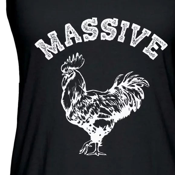 Massive Cock Funny Rooster Pun Adult Humor Joke Ladies Essential Flowy Tank