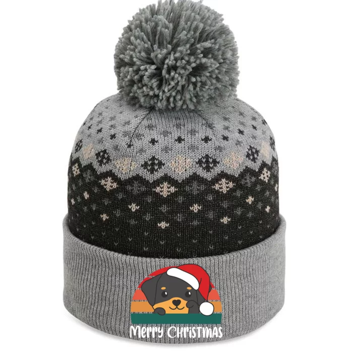 Merry Christmas Funny Rottweiler Christmas Gift The Baniff Cuffed Pom Beanie