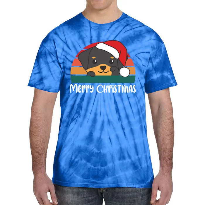 Merry Christmas Funny Rottweiler Christmas Gift Tie-Dye T-Shirt