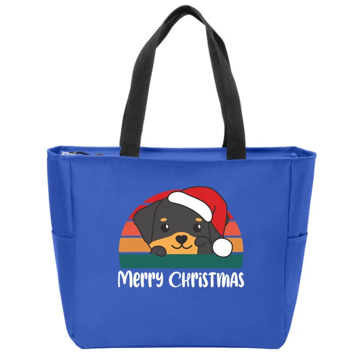 Merry Christmas Funny Rottweiler Christmas Gift Zip Tote Bag