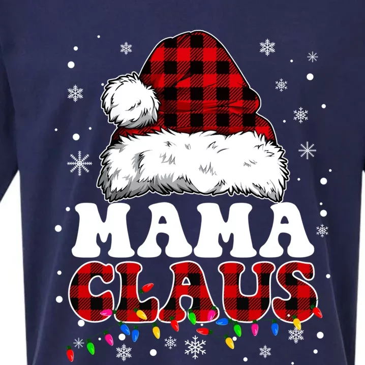 Mama Claus Funny Santa Claus Matching Family Pajamas Funny Gift Sueded Cloud Jersey T-Shirt