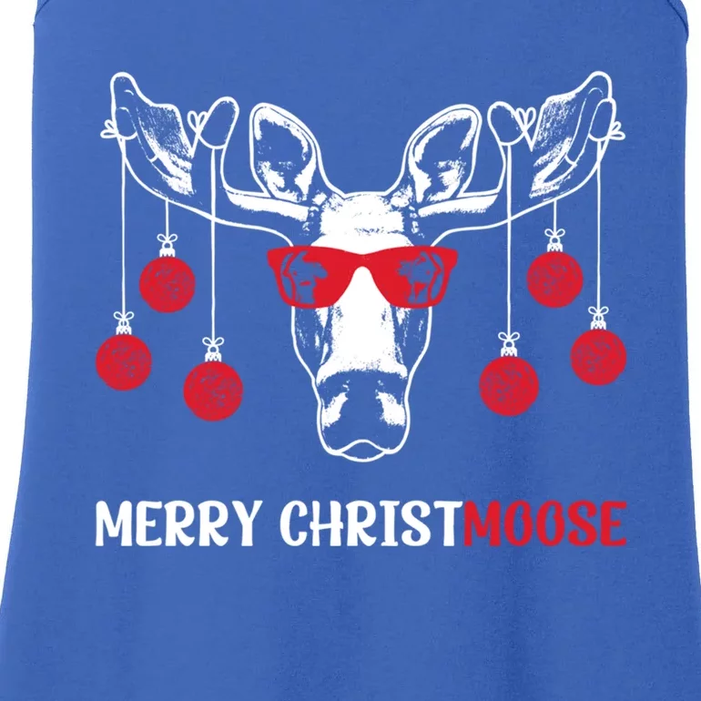 Merry Christmoose Funny Christmas Moose Festive Animal Pun Cool Gift Ladies Essential Tank