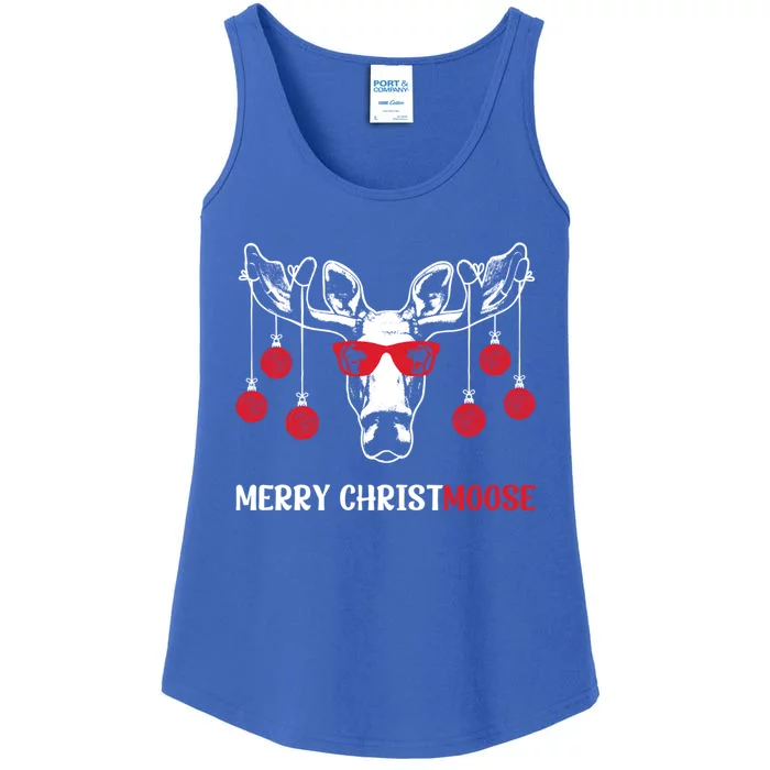 Merry Christmoose Funny Christmas Moose Festive Animal Pun Cool Gift Ladies Essential Tank