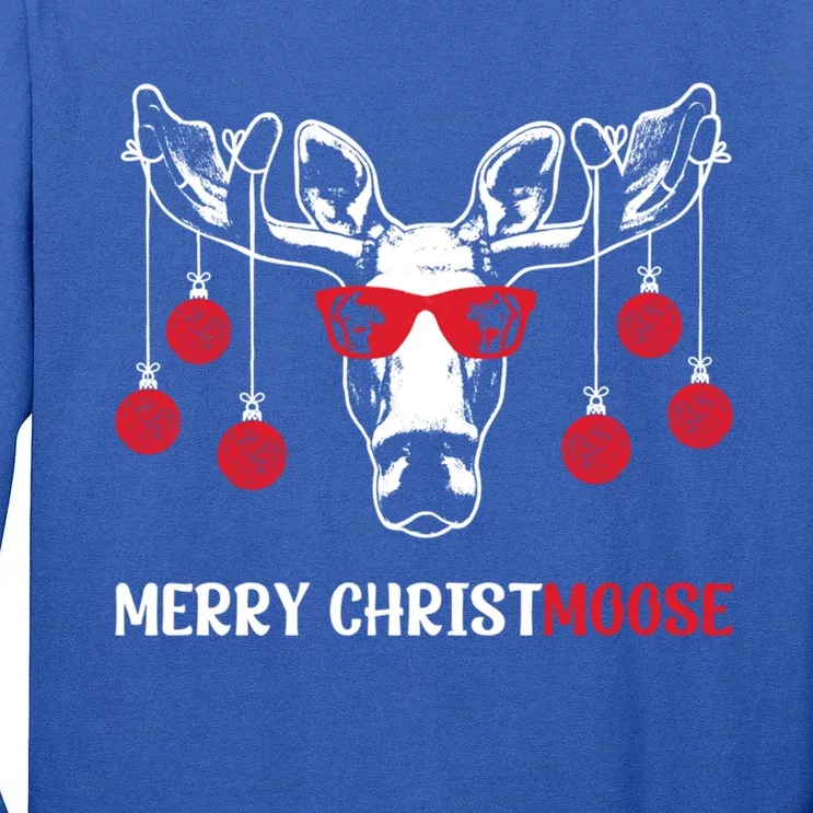 Merry Christmoose Funny Christmas Moose Festive Animal Pun Cool Gift Tall Long Sleeve T-Shirt