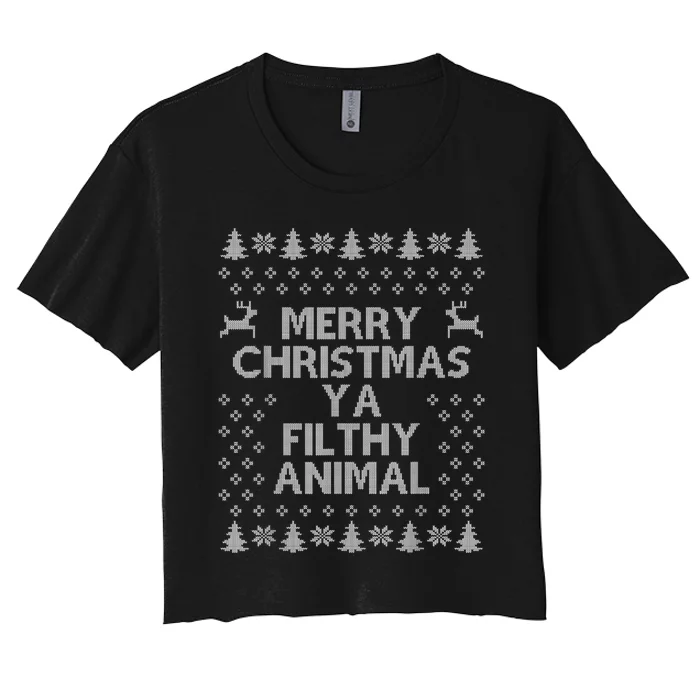 Merry Christmas filthy Xmas animal awesome shirt gift Women's Crop Top Tee