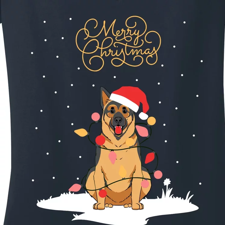 Merry Christmas Funny Xmas Christmas German Shepherd Women's V-Neck T-Shirt