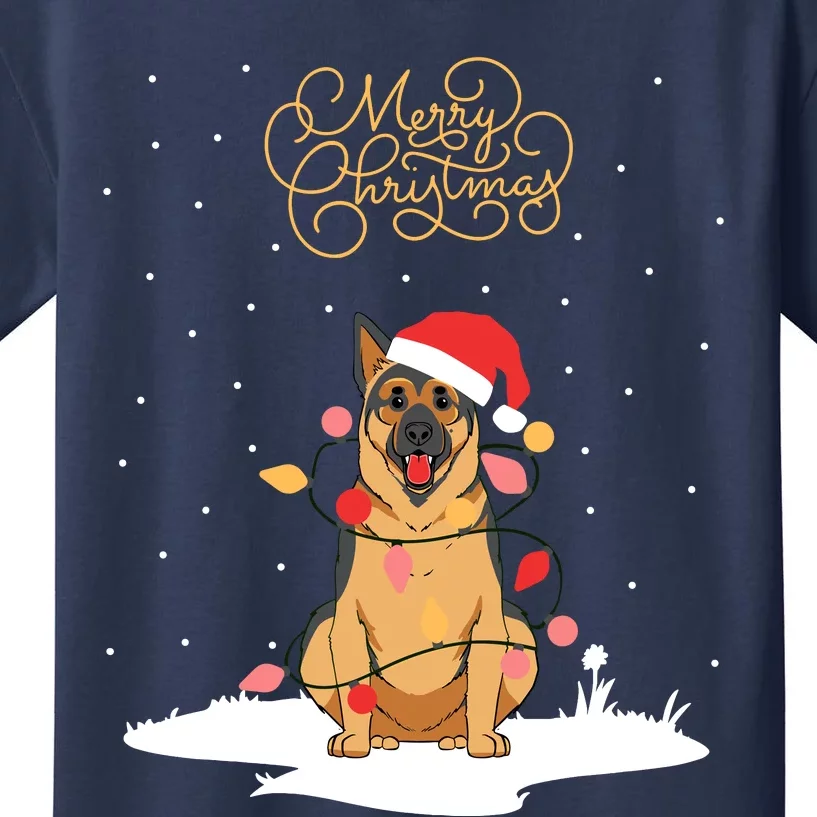 Merry Christmas Funny Xmas Christmas German Shepherd Kids T-Shirt