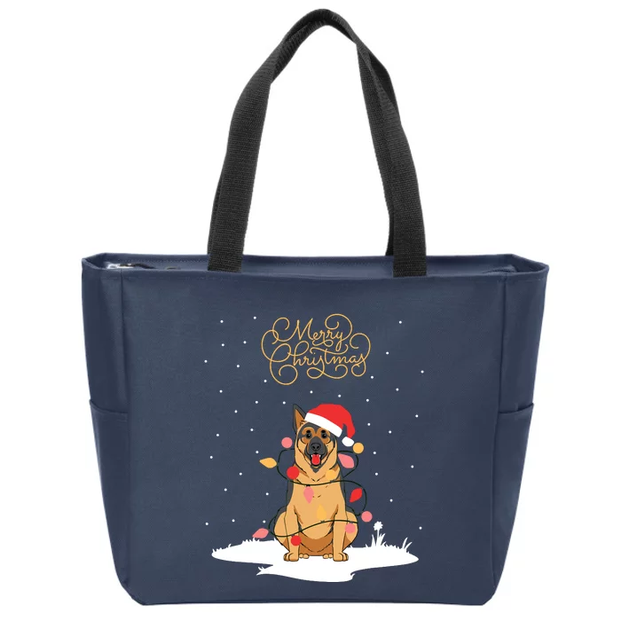 Merry Christmas Funny Xmas Christmas German Shepherd Zip Tote Bag