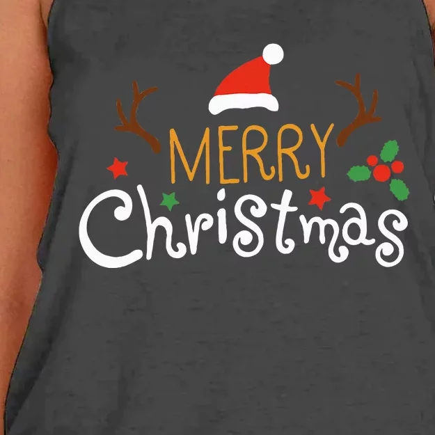 Merry Christmas Family Matching Outfits Xmas Women's Knotted Racerback Tank