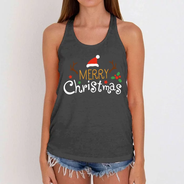 Merry Christmas Family Matching Outfits Xmas Women's Knotted Racerback Tank