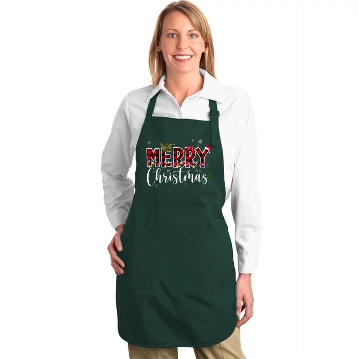 Merry Christmas Festive Cute Holiday Full-Length Apron With Pocket