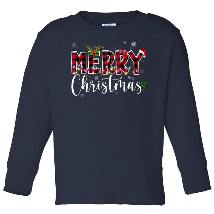 Merry Christmas Festive Cute Holiday Toddler Long Sleeve Shirt