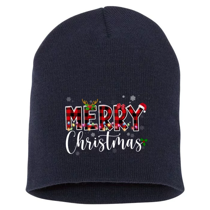 Merry Christmas Festive Cute Holiday Short Acrylic Beanie