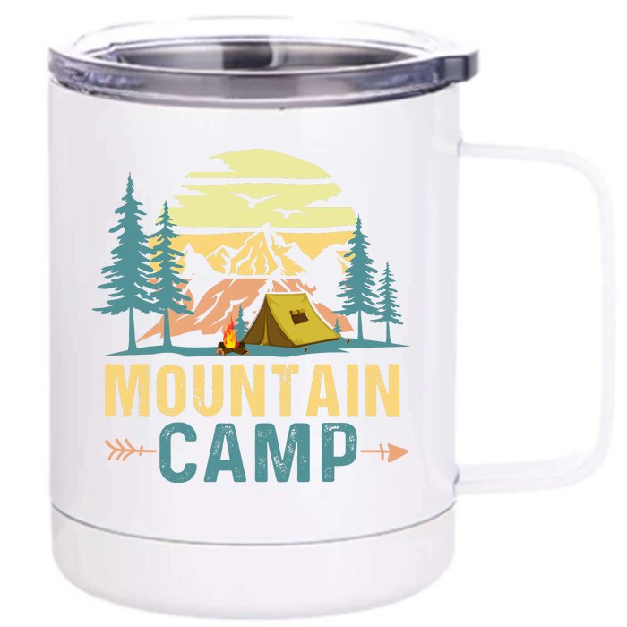 Mountain Camp For Camping Front & Back 12oz Stainless Steel Tumbler Cup