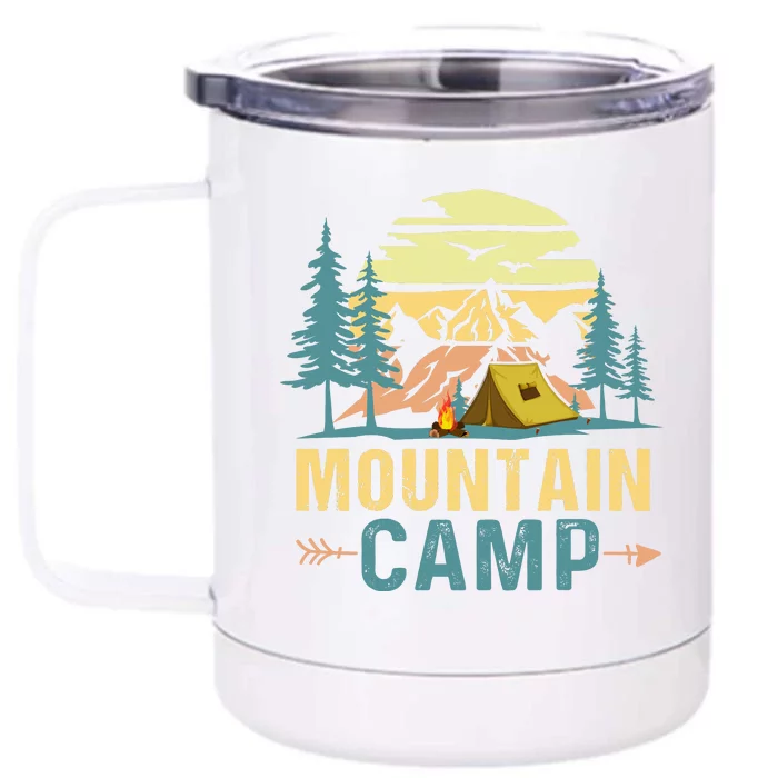 Mountain Camp For Camping Front & Back 12oz Stainless Steel Tumbler Cup