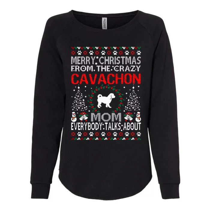 Merry Christmas From Cavachon Mom Ugly Sweater Gift Womens California Wash Sweatshirt