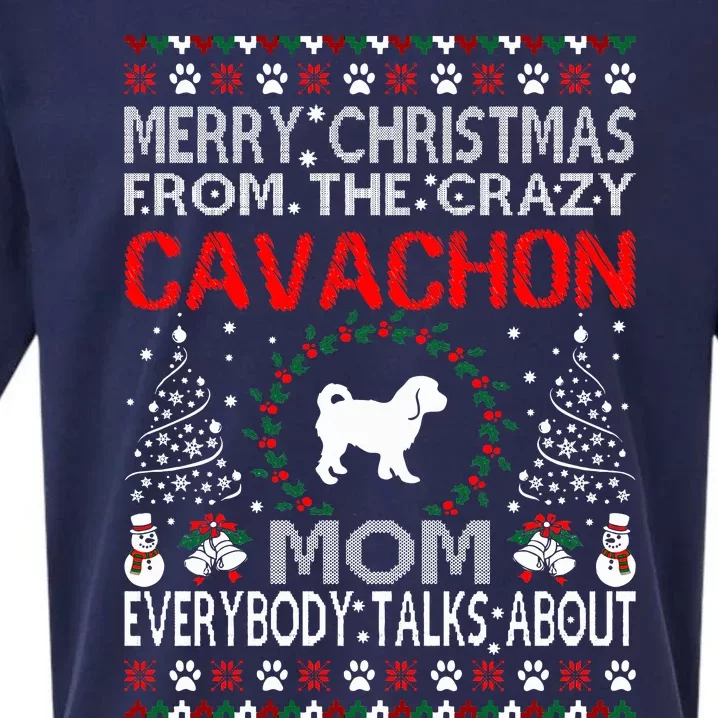 Merry Christmas From Cavachon Mom Ugly Sweater Gift Sueded Cloud Jersey T-Shirt