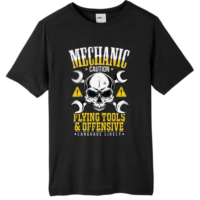 Mechanic Caution Flying Tools Car Mechanics Auto Mechanics ChromaSoft Performance T-Shirt