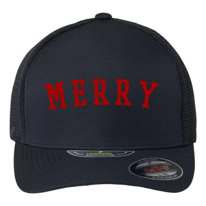 Merry Christmas Festive Holiday Flexfit Unipanel Trucker Cap