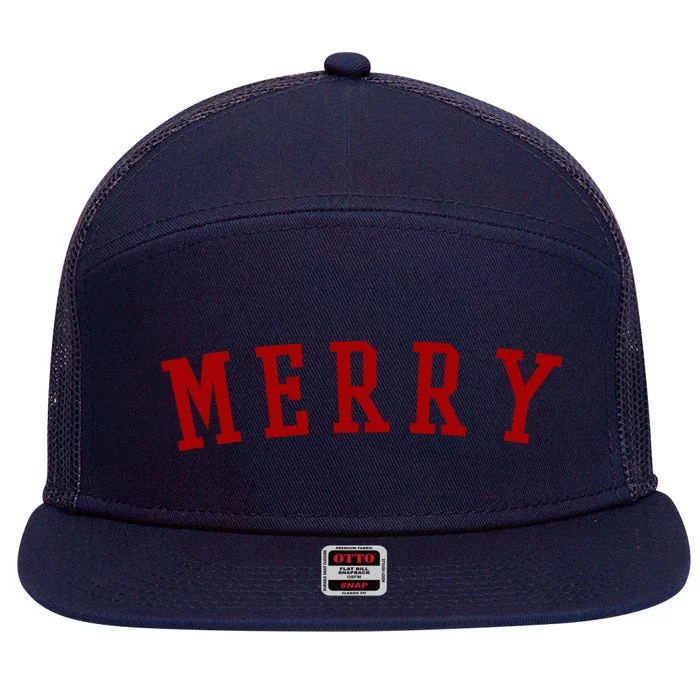 Merry Christmas Festive Holiday 7 Panel Mesh Trucker Snapback Hat