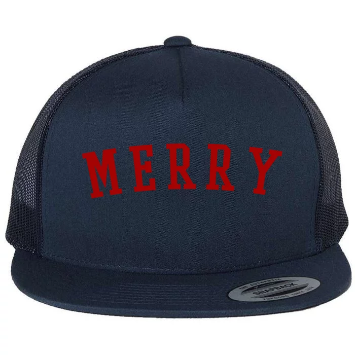 Merry Christmas Festive Holiday Flat Bill Trucker Hat