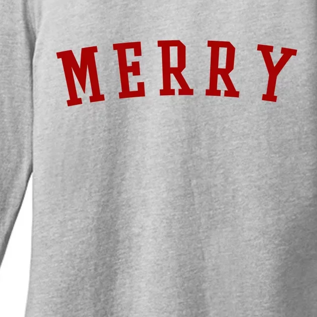 Merry Christmas Festive Holiday Womens CVC Long Sleeve Shirt