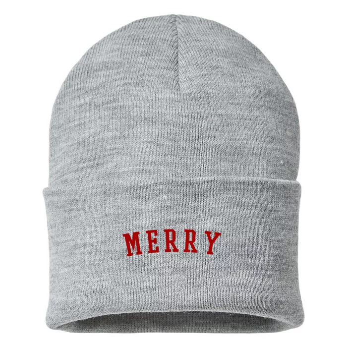 Merry Christmas Festive Holiday Sustainable Knit Beanie