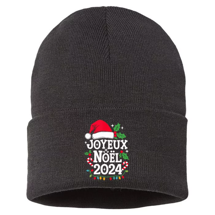 Merry Christmas French Family Joyeux Noel 2024 France Sustainable Knit Beanie