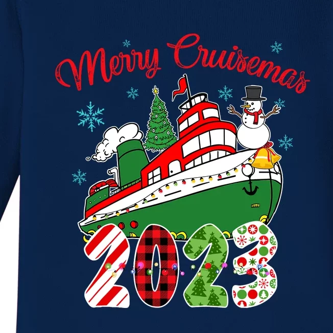 Merry Cruisemas Family Cruise Christmas Funny Boat Trip Baby Long Sleeve Bodysuit