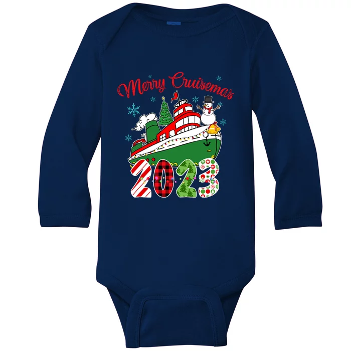 Merry Cruisemas Family Cruise Christmas Funny Boat Trip Baby Long Sleeve Bodysuit