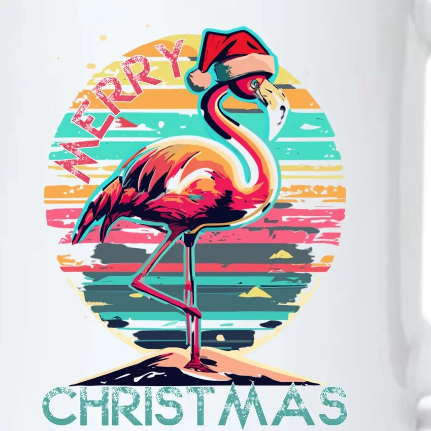 Merry Christmas Flamingo Pink Flamingo Christmas Xmas Gift Black Color Changing Mug