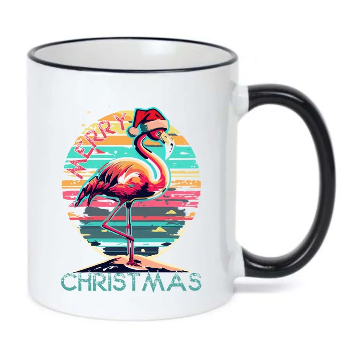 Merry Christmas Flamingo Pink Flamingo Christmas Xmas Gift Black Color Changing Mug