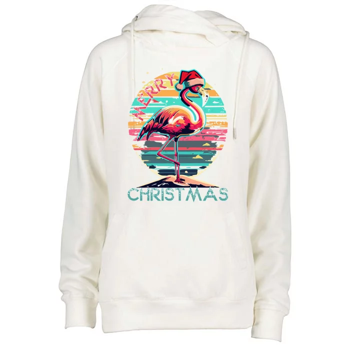 Merry Christmas Flamingo Pink Flamingo Christmas Xmas Gift Womens Funnel Neck Pullover Hood