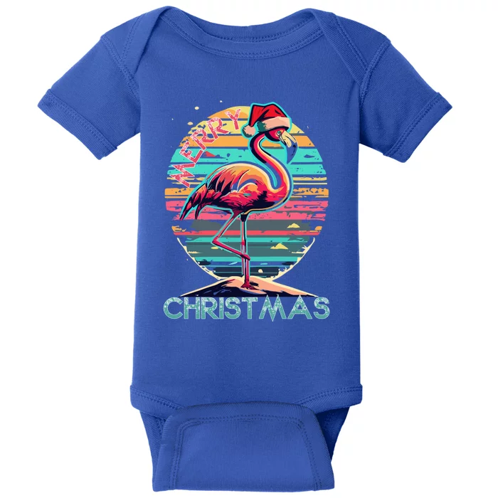 Merry Christmas Flamingo Pink Flamingo Christmas Xmas Gift Baby Bodysuit