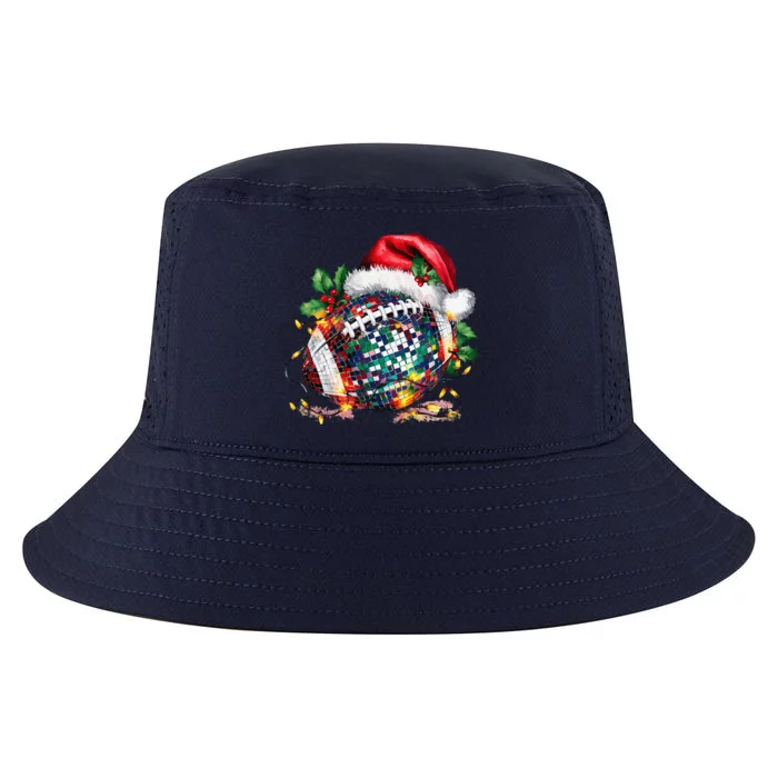 Merry Christmas Football Disco Ball Santa Hat Xmas Light Cool Comfort Performance Bucket Hat