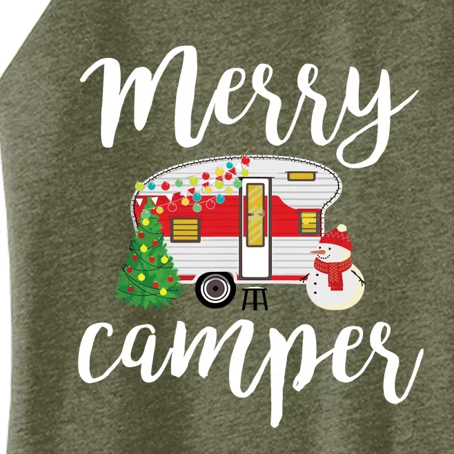 Merry Camper Funny Camper Christmas Tree Camping Women’s Perfect Tri Rocker Tank