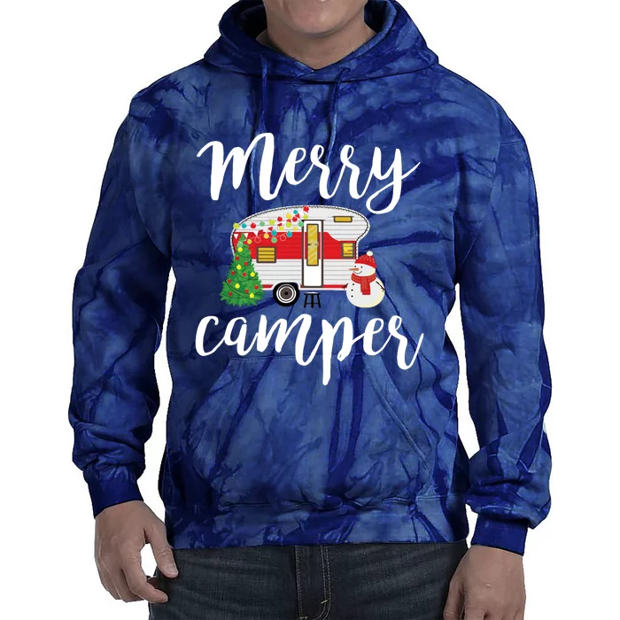 Merry Camper Funny Camper Christmas Tree Camping Tie Dye Hoodie