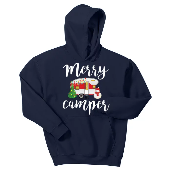 Merry Camper Funny Camper Christmas Tree Camping Kids Hoodie