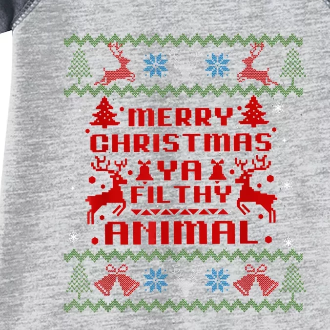 Merry Christmas-Ya Filthy Animal, Ugly Christmas Sweater Infant Baby Jersey Bodysuit