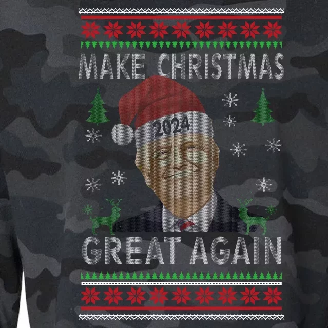 Make Christmas Great Again Funny Trump Ugly Christmas Cropped Pullover Crew