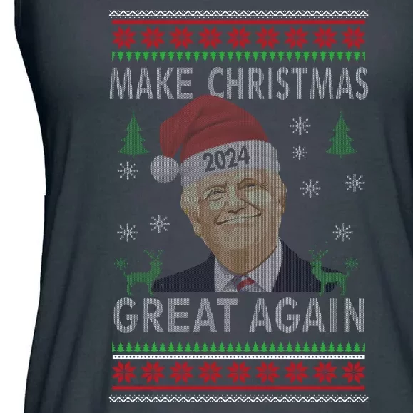 Make Christmas Great Again Funny Trump Ugly Christmas Ladies Essential Flowy Tank