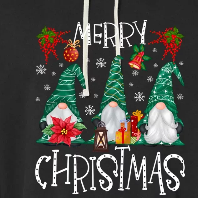 Merry Christmas Gnome Family Light Christmas Gift Garment-Dyed Fleece Hoodie