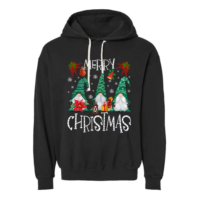 Merry Christmas Gnome Family Light Christmas Gift Garment-Dyed Fleece Hoodie